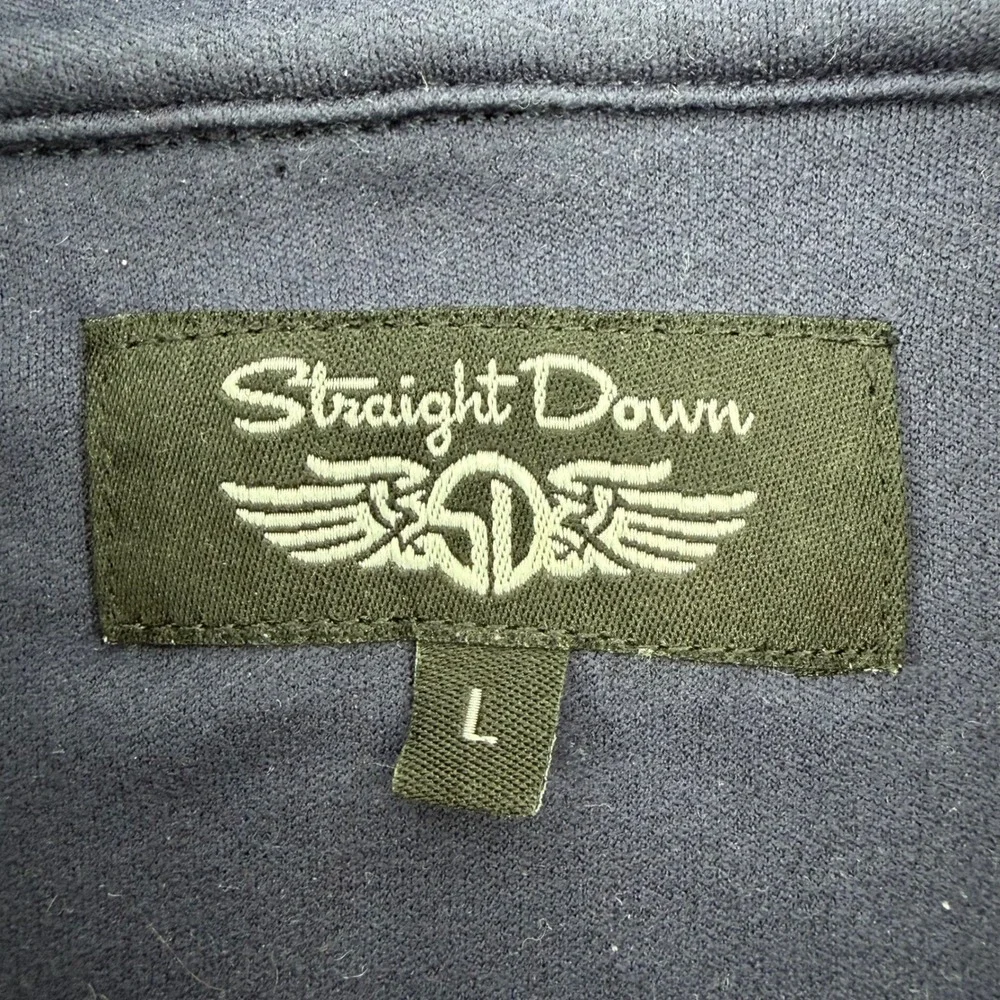 Straight Down Mens Blue Waffle Knit Quarter Zip Pullover Golf Sweater Large CO